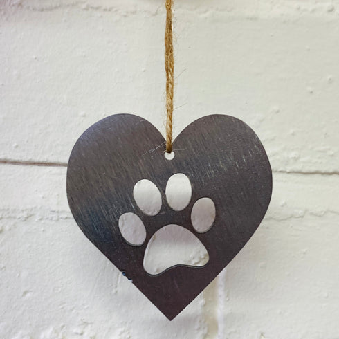 Mini Paw Print Heart - Decorations for Life - Solid Steel